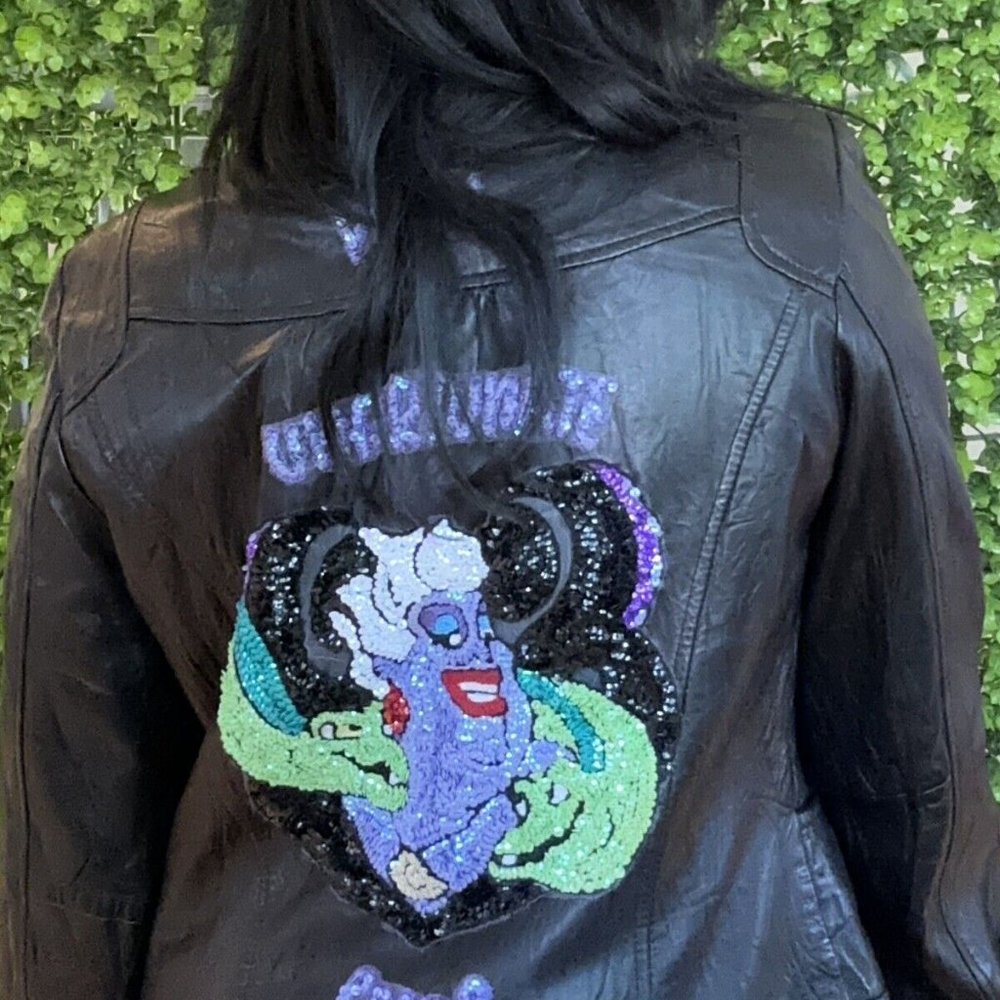 Handmade Upcycled Disney Leather Jacket sz M